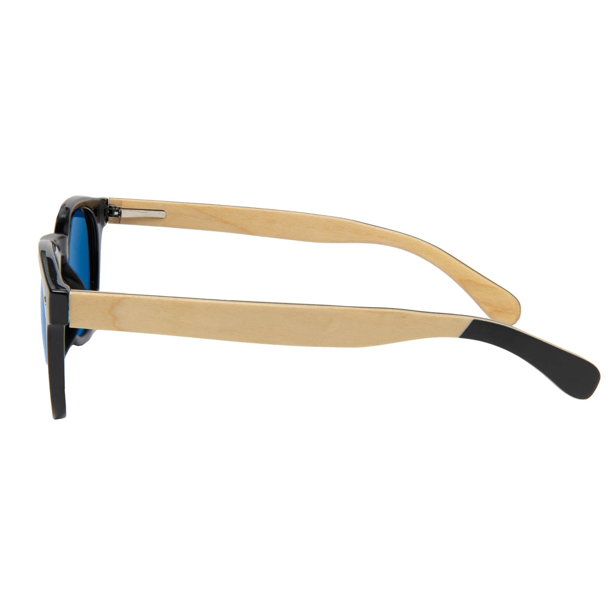 Gafas de sol OCEAN ILLINOIS - Frente negro brillante con patillas de arce y / Revo azul