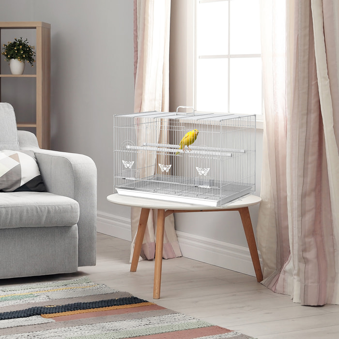 Jaula de Pájaros de Hierro y PP 60x41x41cm Blanco
