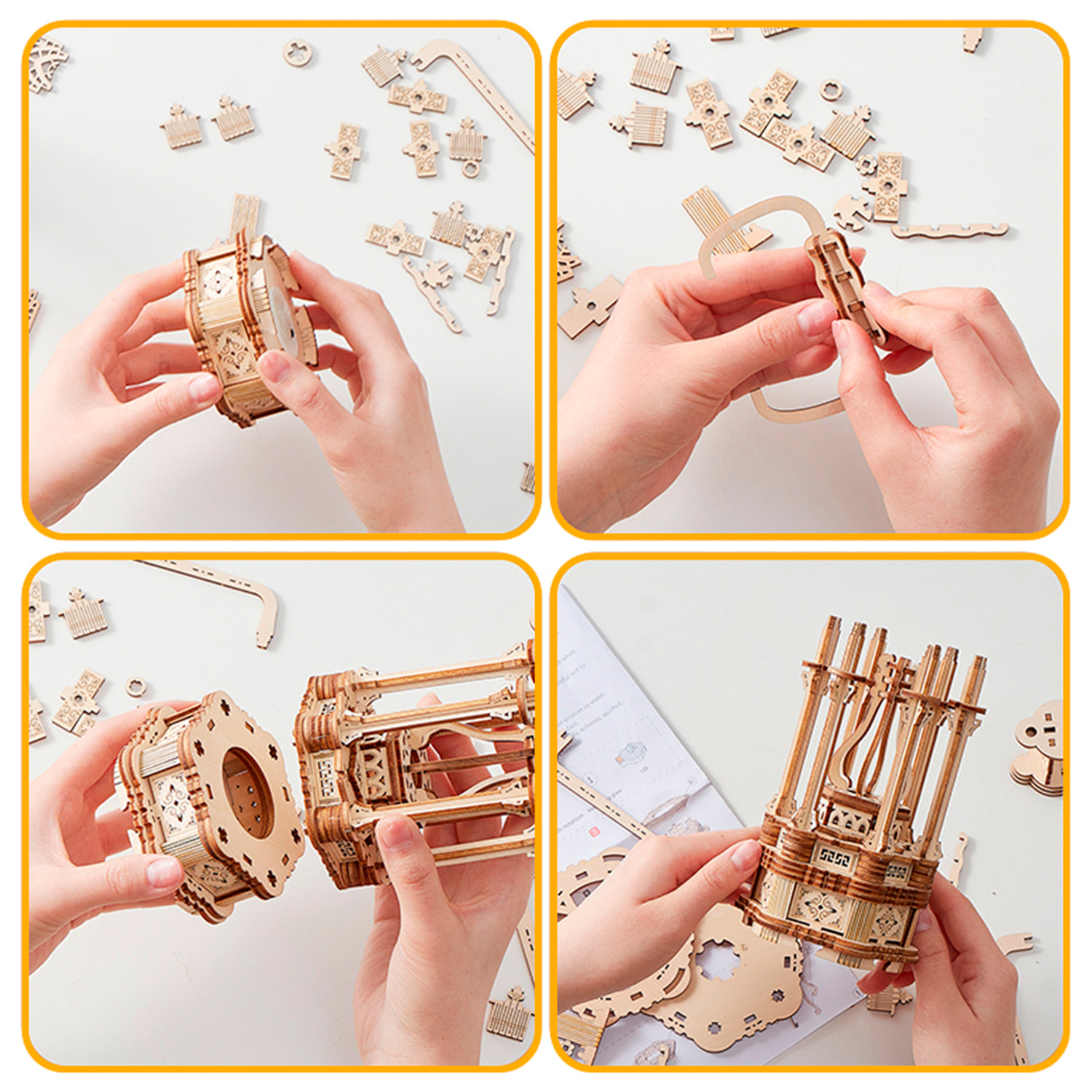 Maqueta de Madera 3D, diseño de Globo terráqueo con movimiento mecánico. 166 piezas.
