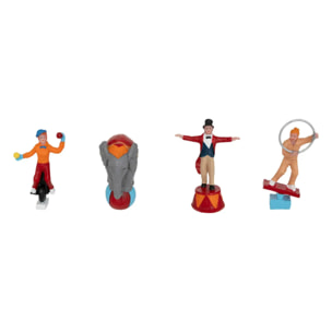 Lot de 4 santons pour village cirque H.6,6cm