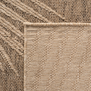 TIMBER - Tapis rond intérieur/extérieur beige effet jute à motif feuille