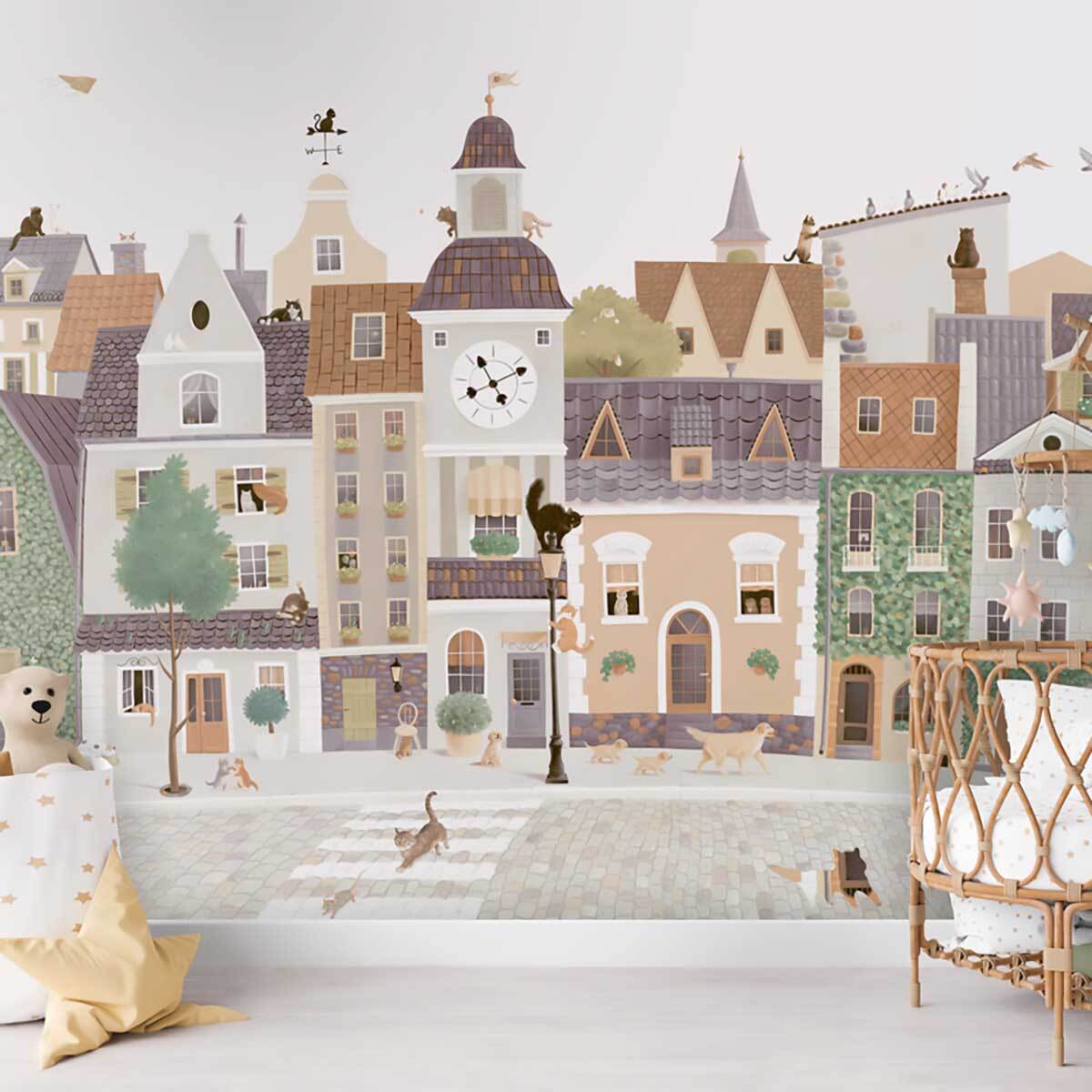 Papier enfant Village Cats Intissé