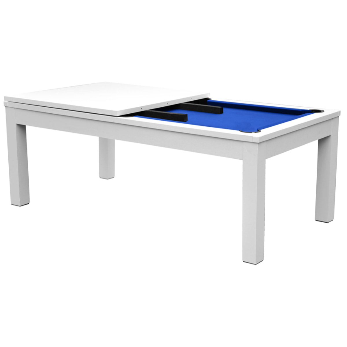 Table de Billard Eddie convertible blanche tapis bleu