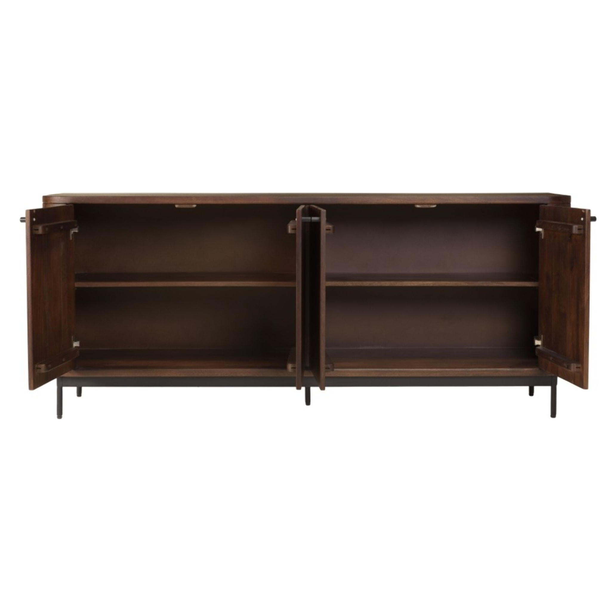 ALIX - Buffet design bois foncé et métal noir 4 portes ALIX