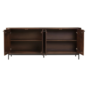 ALIX - Buffet design bois foncé et métal noir 4 portes ALIX