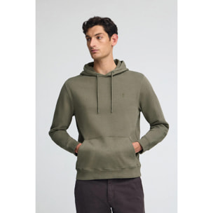 Felpa verde militare con cappuccio, regular fit con logo Rigby Go