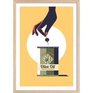 Affiche cuisine Huile d'olive extra Affiche sous cadre bois