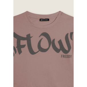 T-shirt cropped con stampa Flow centrale