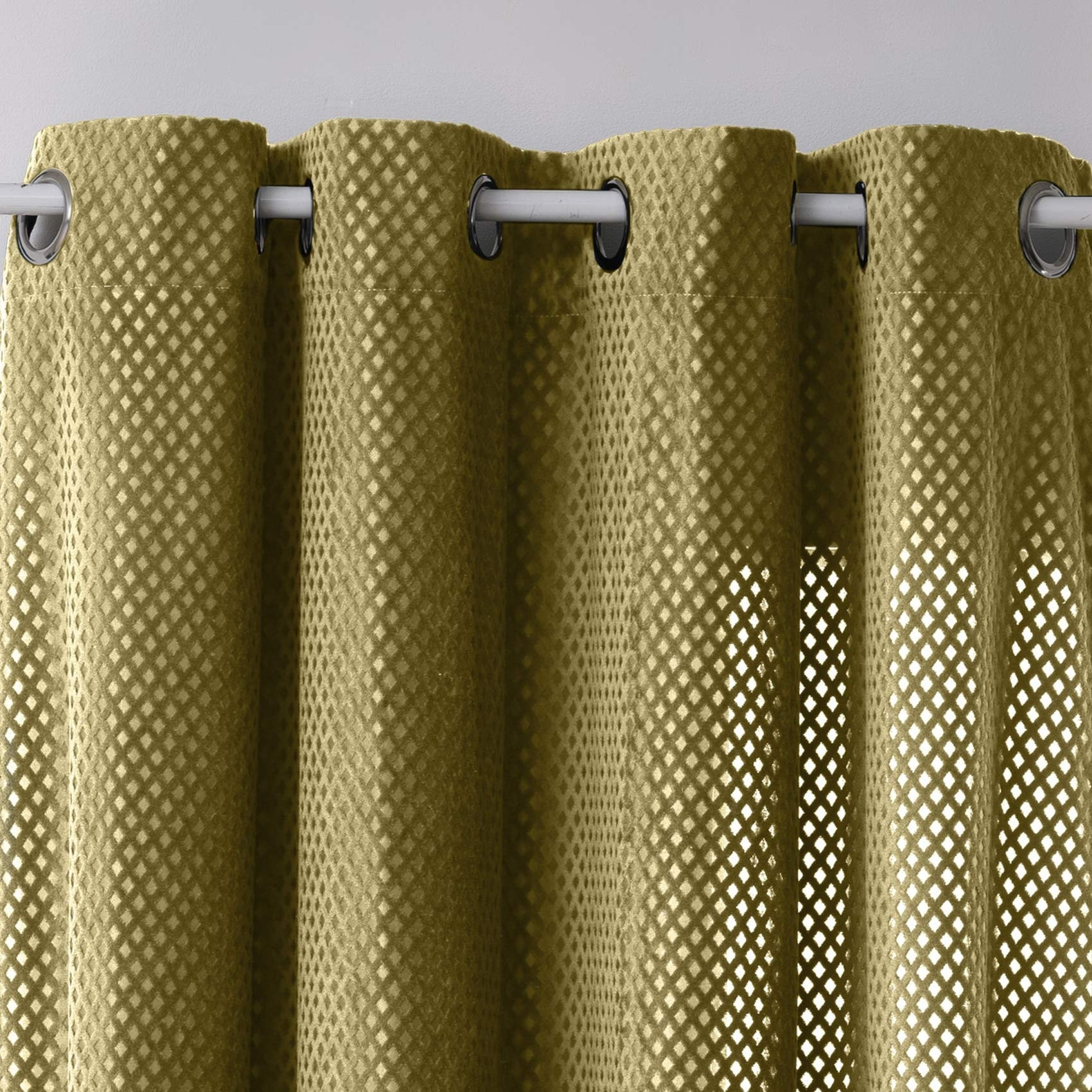 Rideau contemporain aux motifs velours - Jaune Ocre