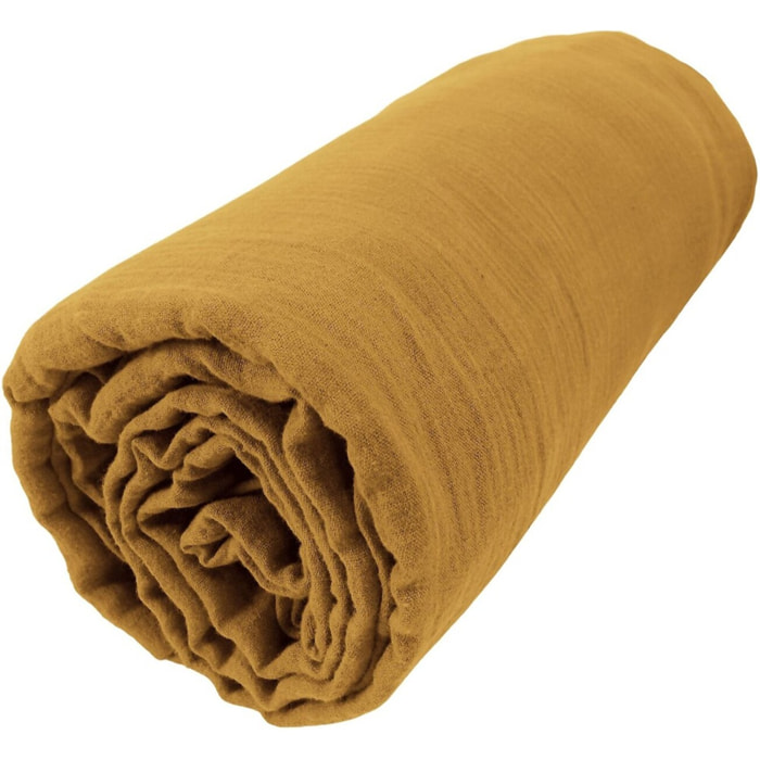 Drap Housse - Bonnet:30cm - 100% gaze De Coton Safran