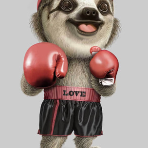 Affiche enfant le paresseux boxeur  Affiche sous cadre bois