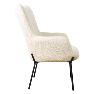 Fauteuil en tissu bouclette écru EIRA