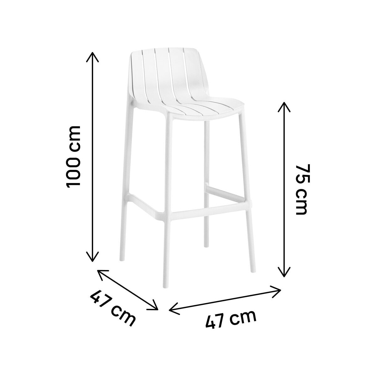 Lot de 2 chaises hautes de jardin empilable "Vaena" - Blanc
