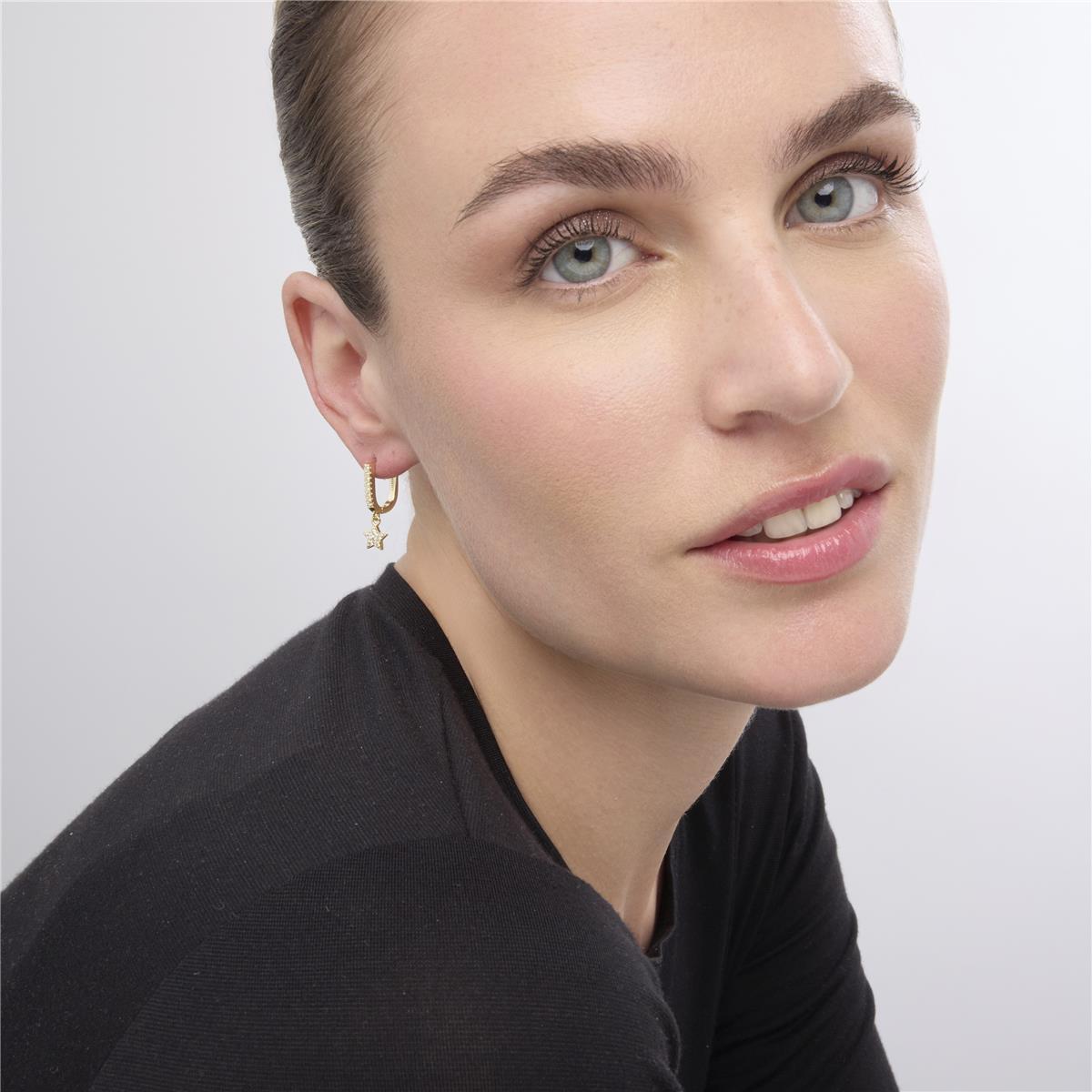 Pendientes acabado oro amarillo de 18k y Circonita Brillante