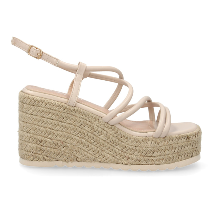 Sandalias de cuña de yute para mujer, comodas y elegantes diseño moderno con tiras cruzadas