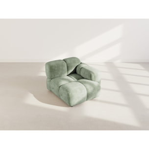 Grace - module d'assise droit en velours texturé - Vert sauge
