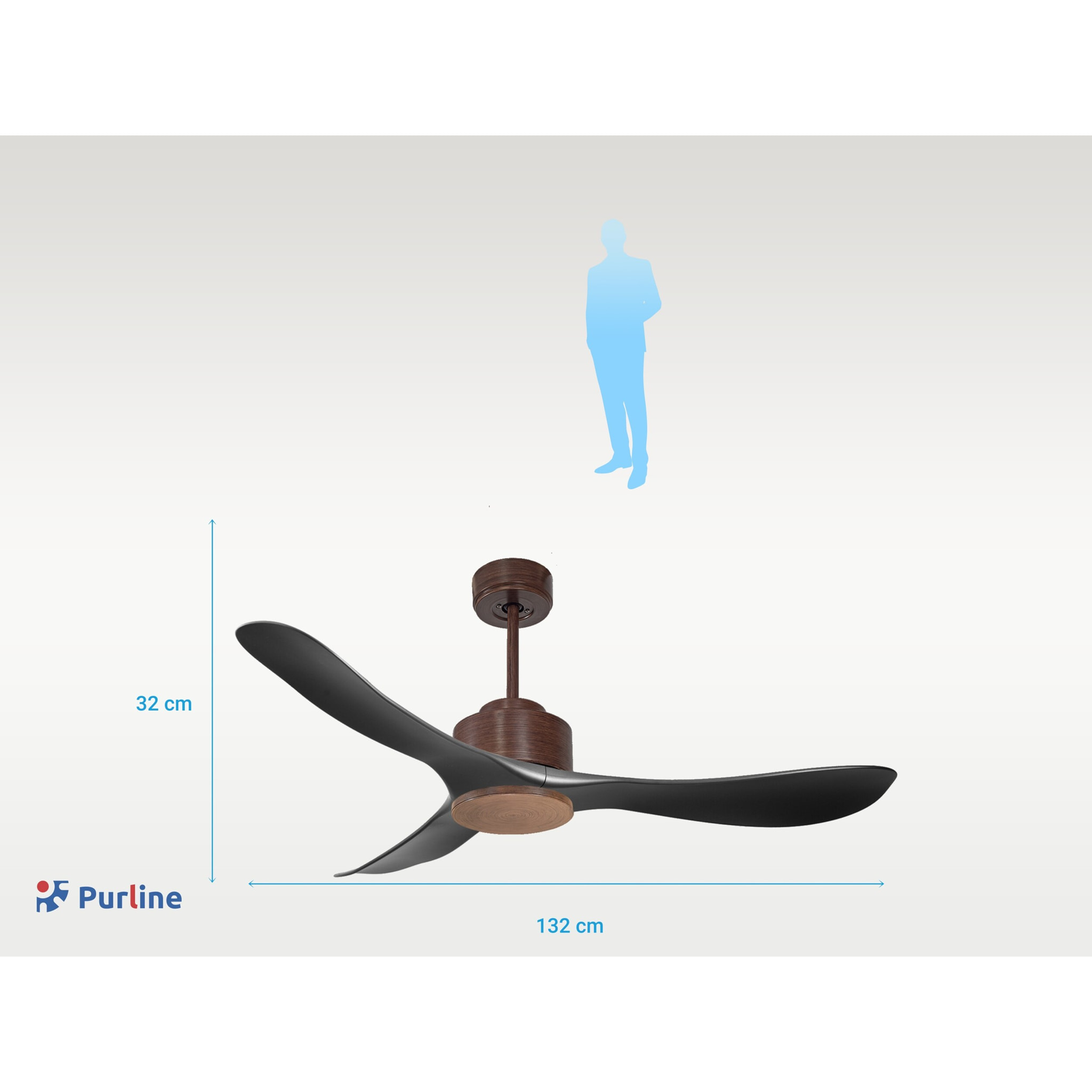 Ventilateur de plafond ø132 cm avec Wifi Réversible Hypersilence 40   W brun