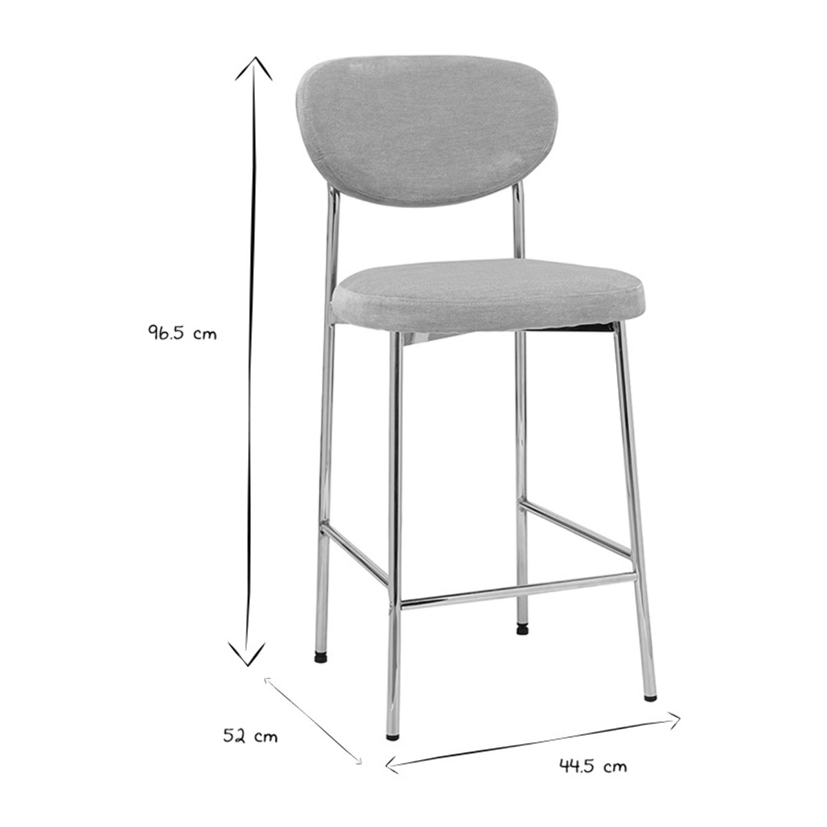 Tabourets de bar fixes en tissu effet velours taupe H65 cm (lot de 2) BREKA