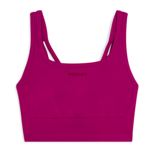 Top sportivo seamless supporto medio con inserti a costine