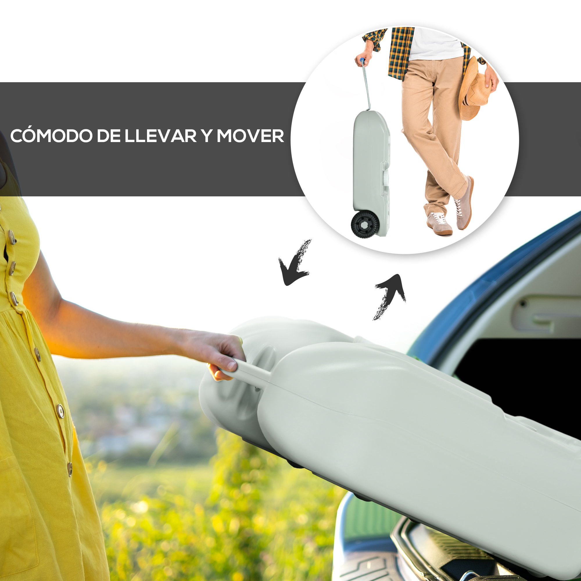 Contenedor de Agua 40 L con Ruedas Tanque de Agua Portátil con Manija Metálica y Grifo para Caravanas Autocaravanas Camping al Aire Libre