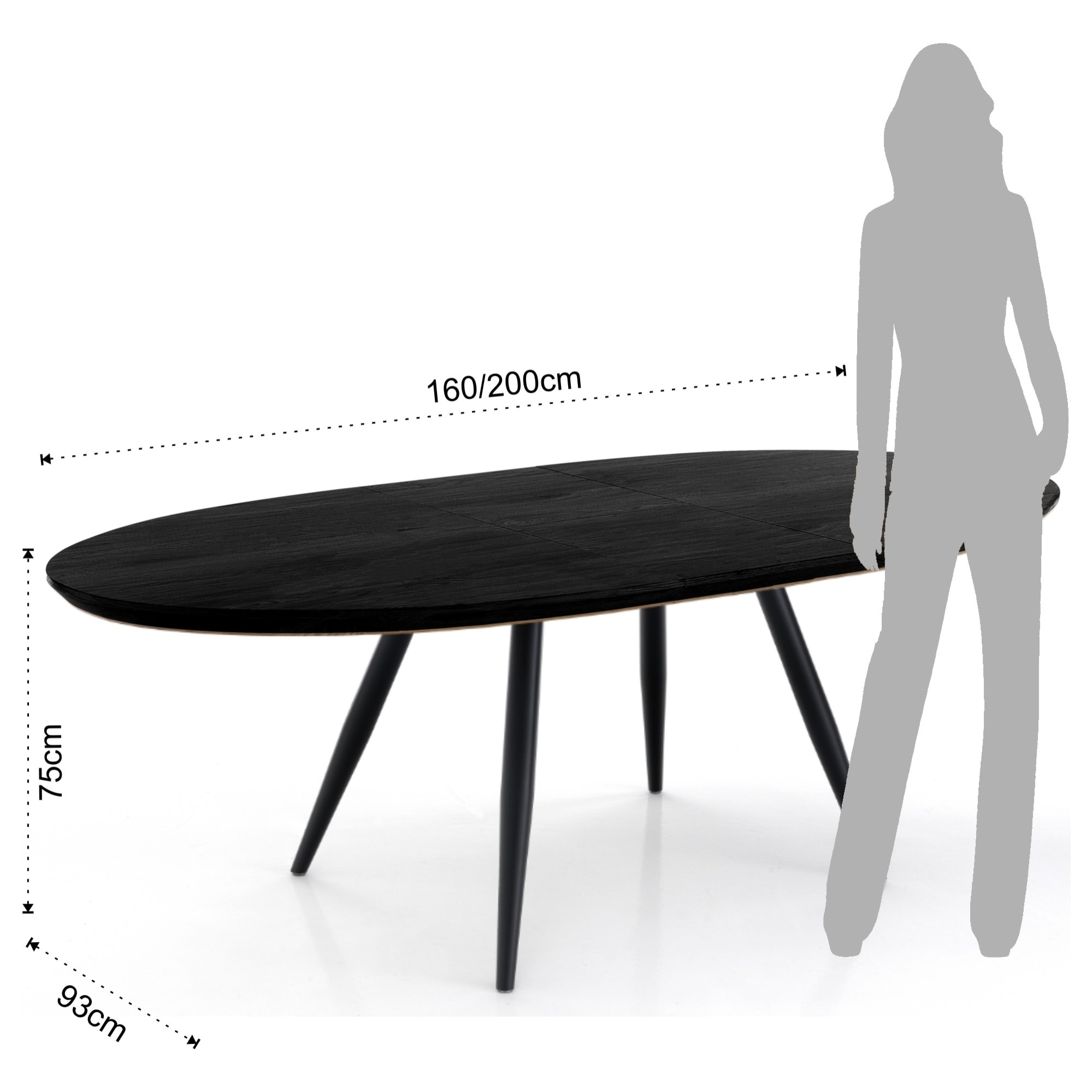 Tomasucci Table extensible ovale noire