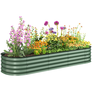 Carré potager de jardin dim. 195L x 62l x 30H cm modulable tôle d'acier ondulée vert