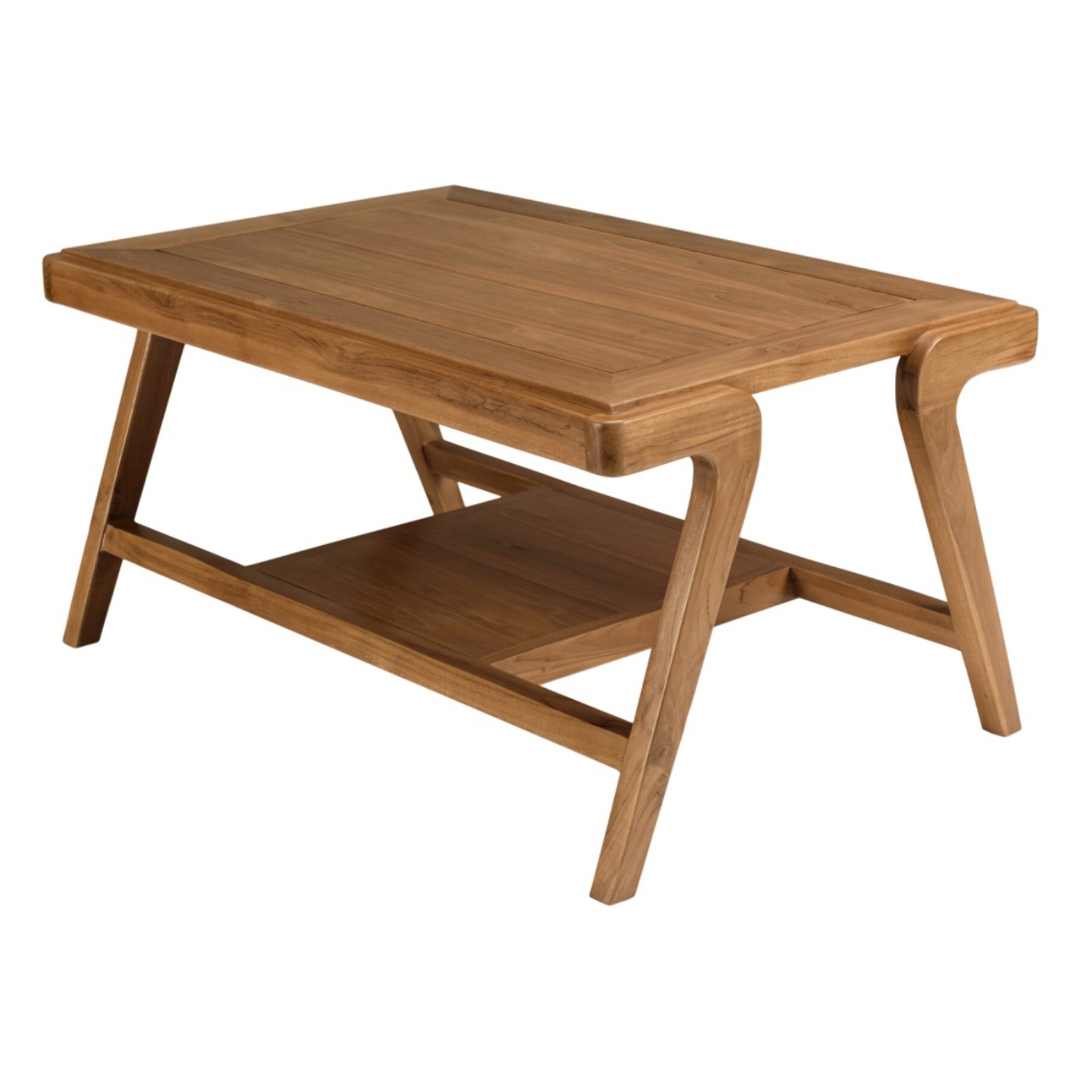 WILL - Table basse FLORES rectangulaire double plateau en teck