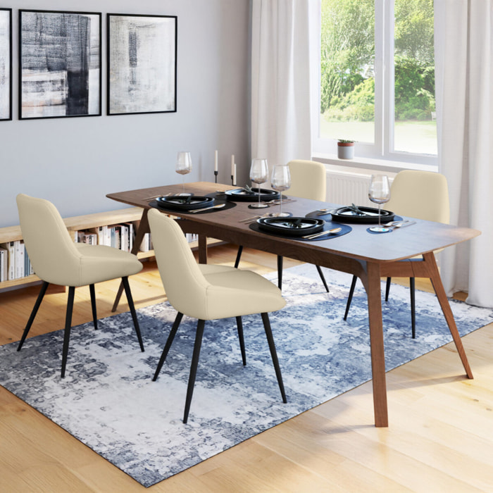 Chaises Ornella tissu beige pieds métal noirs - lot de 4