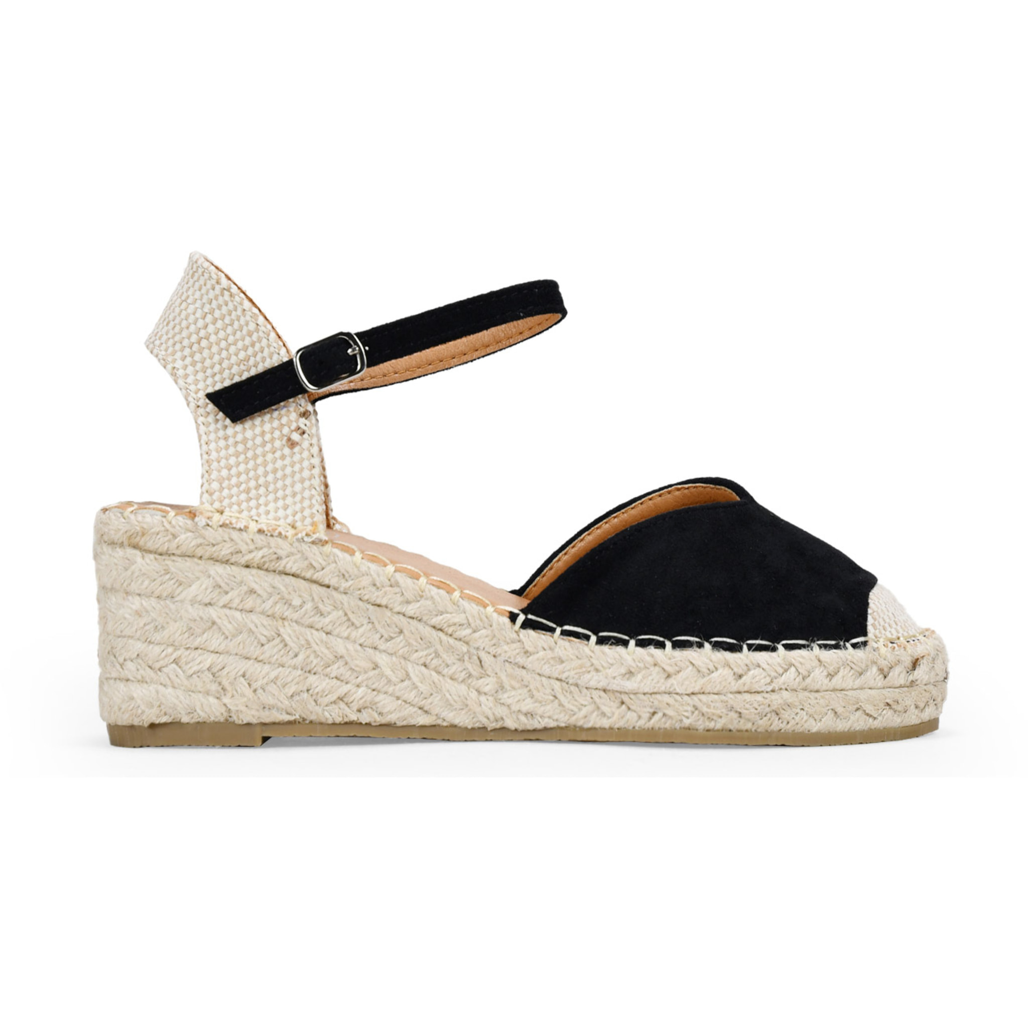 Alpargatas negras con cuña de esparto