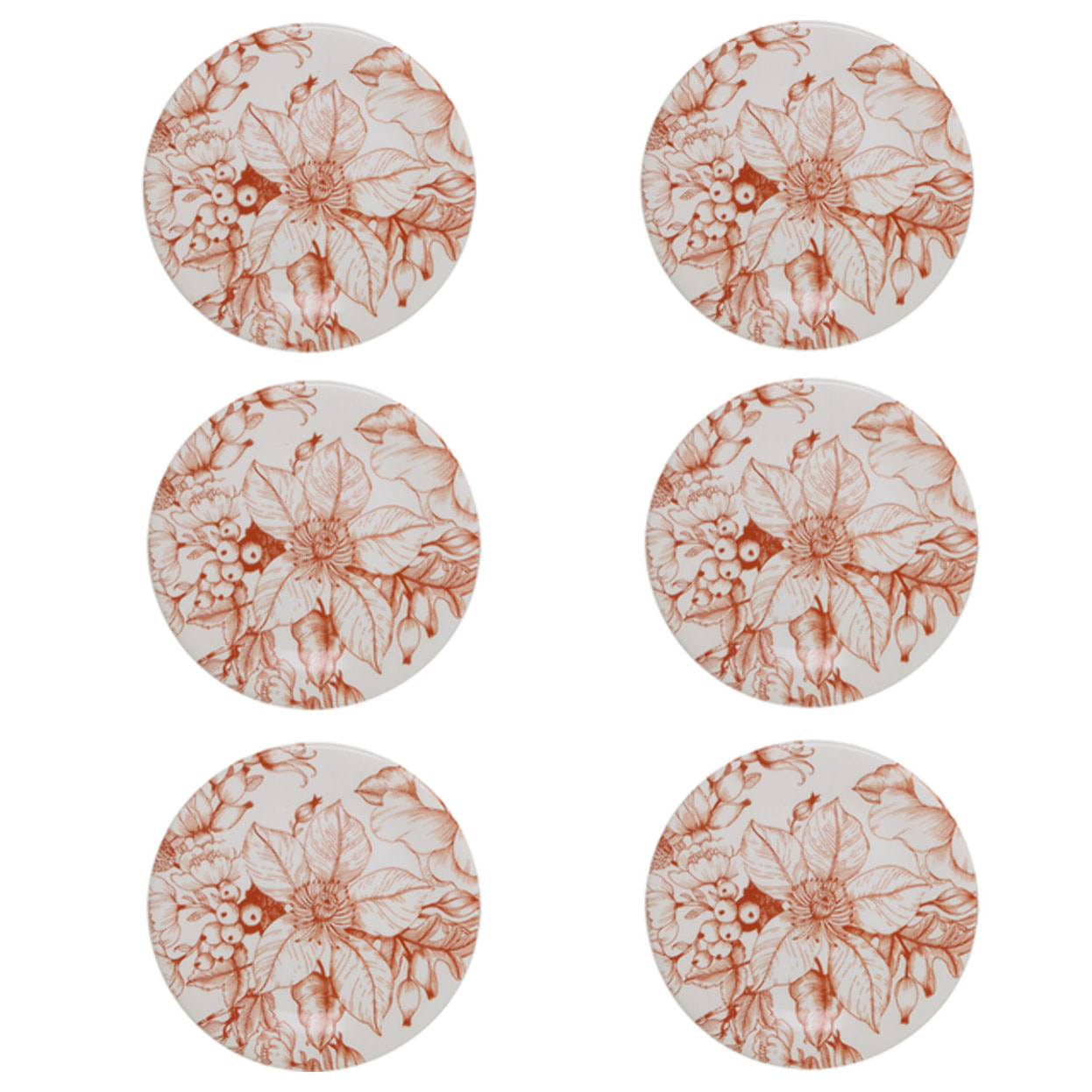Set 6 piatti da frutta Jacquard in ceramica sottosmalto