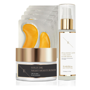 HIDRATANTE DE NOCHE ANTIARRUGAS + ALMOHADILLAS DE PARCHE DEBAJO DE LOS OJOS + Suero de colágeno hialurónico