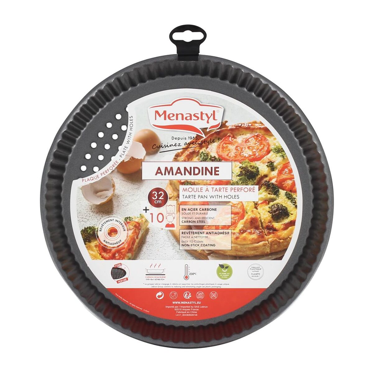 Moule à tarte perforé en acier carbone 30cm AMANDINE