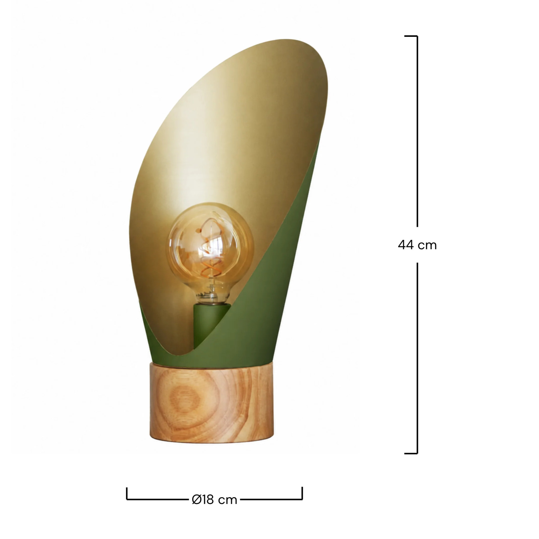 Lampe à poser en métal vert olive et bois H44 cm - Spoon