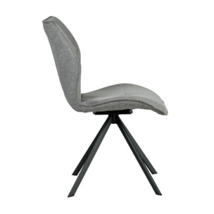 Chaise rotative 360° bicolore en velours et tissu & pieds en métal - FLORENCE