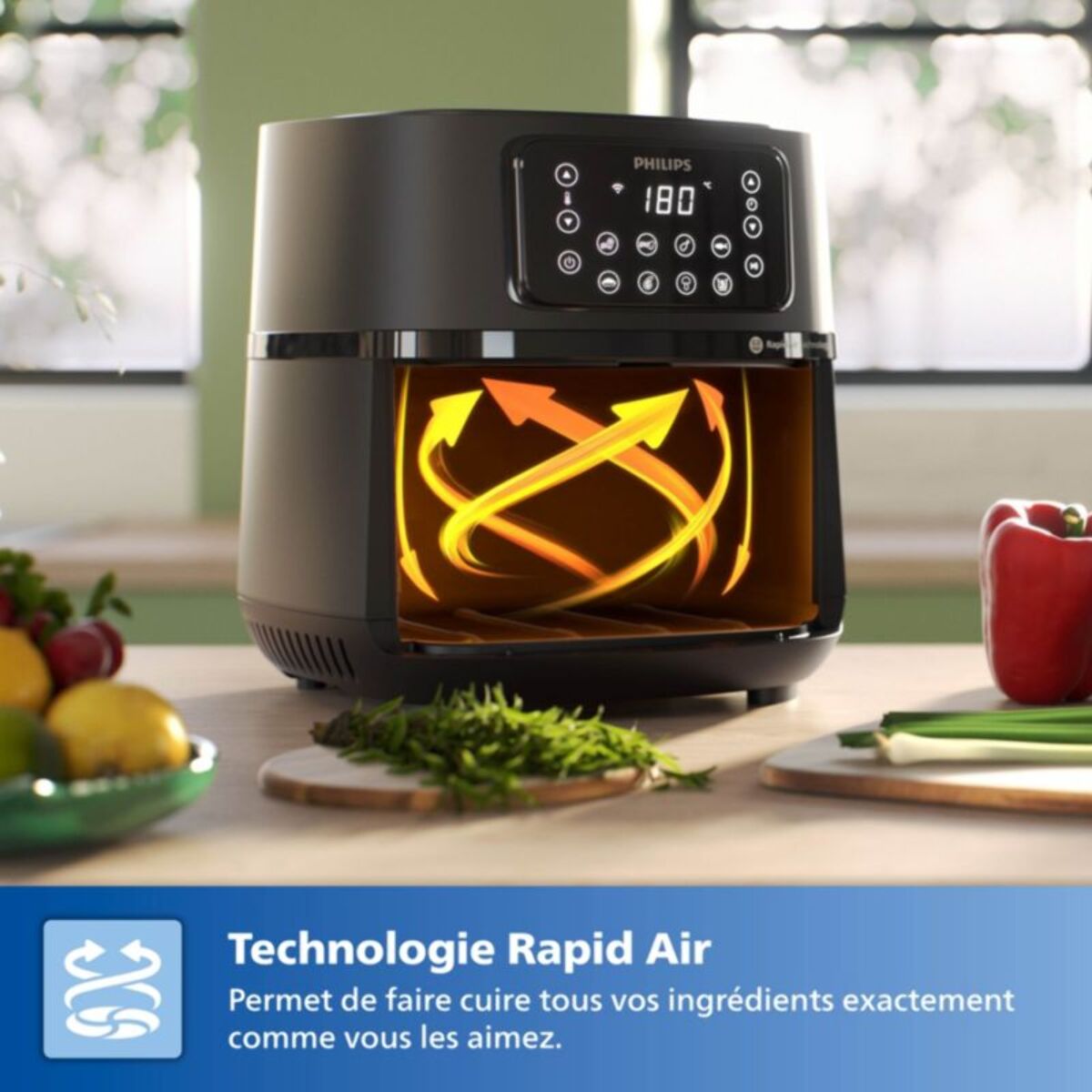 Airfryer PHILIPS HD9285/93 friteuse sans huile connectée Noir, Série 5000 7.2L