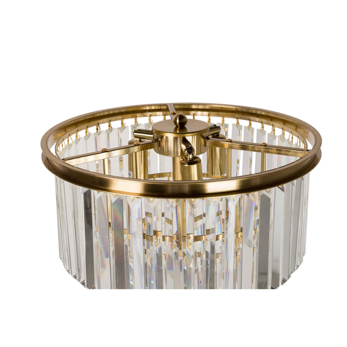 Lámpara De Suelo Metal Cristal Dorado 40x40x160 Cm