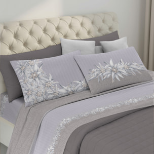 Completo letto stella alpina tortora 100% cotone