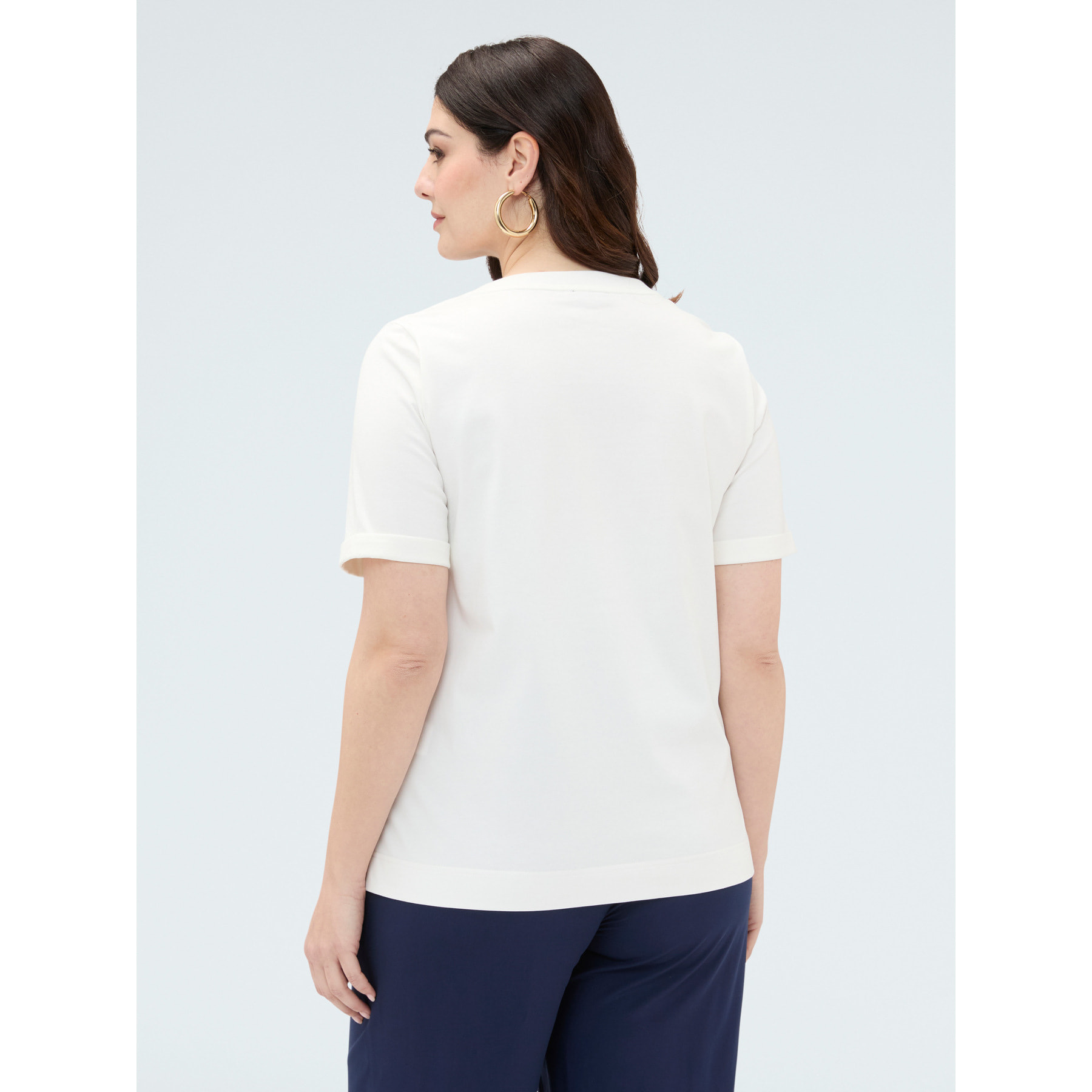 Fiorella Rubino - T-shirt in cotone con ricamo floreale - Bianco