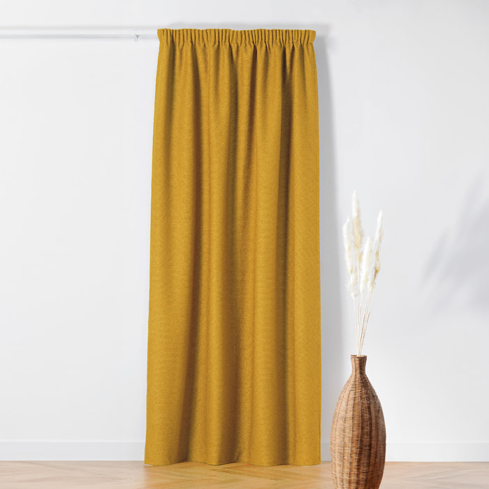 Rideau Thermique à Galon Fronceur  - Effet Bouclette - Jaune moutarde