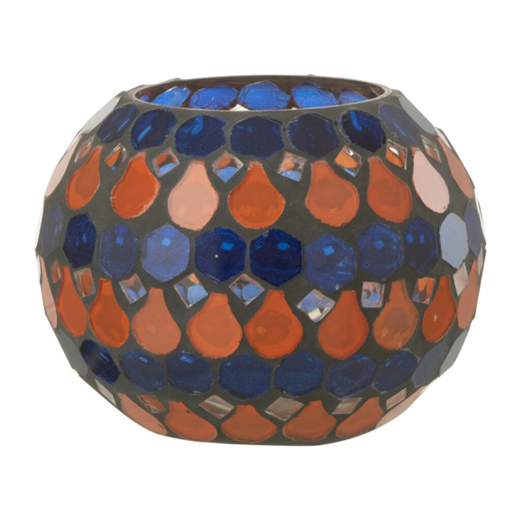 J-Line Photophore Mosaic Goutte Verre Orange/Bleu Small