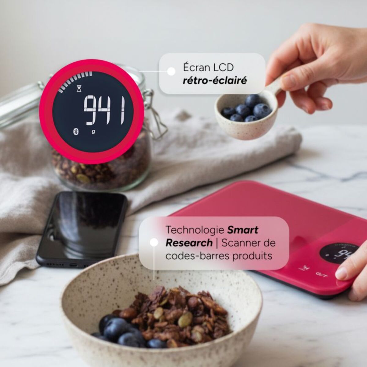 Balance connectée TERRAILLON NUTRITAB Cranberry