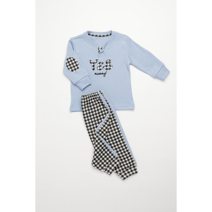 Pigiama neonato giorgio in caldo cotone con collo due bottoni Noidinotte