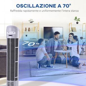 HOMCOM Ventilatore a Torre Oscillante da 45W a 3 Velocità, Ventilatore a Colonna in Plastica ABS, 27x27x75 cm, Bianco