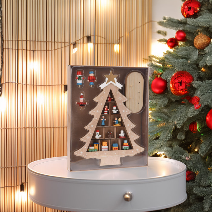 árbol de madera con decoración colgante en color natural h. 30,5cm