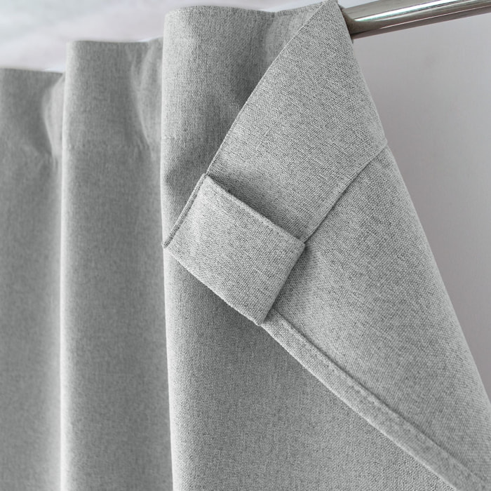 Rideau occultant aspect chambray - Gris clair