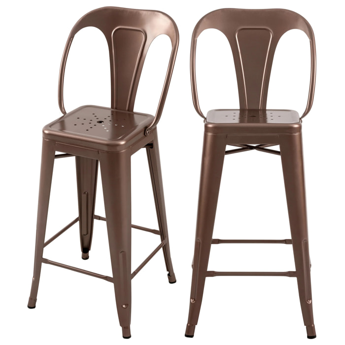 Lot de 2 chaises pour îlot central 67 cm en métal cuivre - Indus