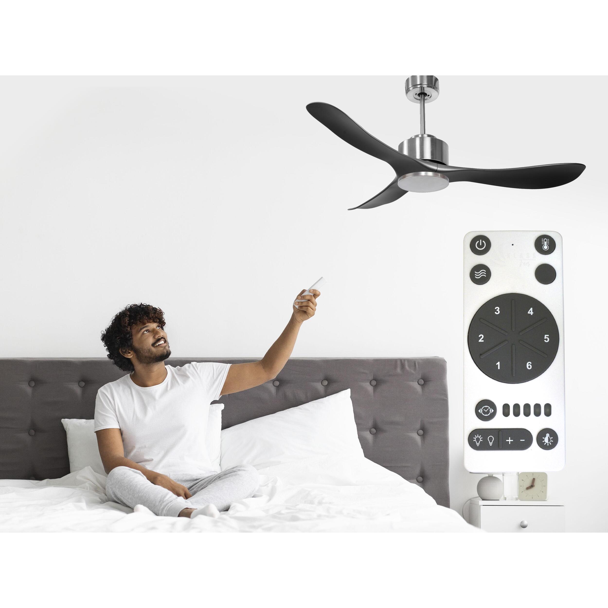 Ventilateur de plafond ø132 cm avec Wifi Réversible Hypersilence 40   W argent