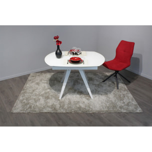 Table en verre blanc rallonges rotatives 120/180 cm - BRERA