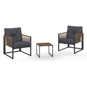 Salon de jardin Ozéa 2 places gris et cordage