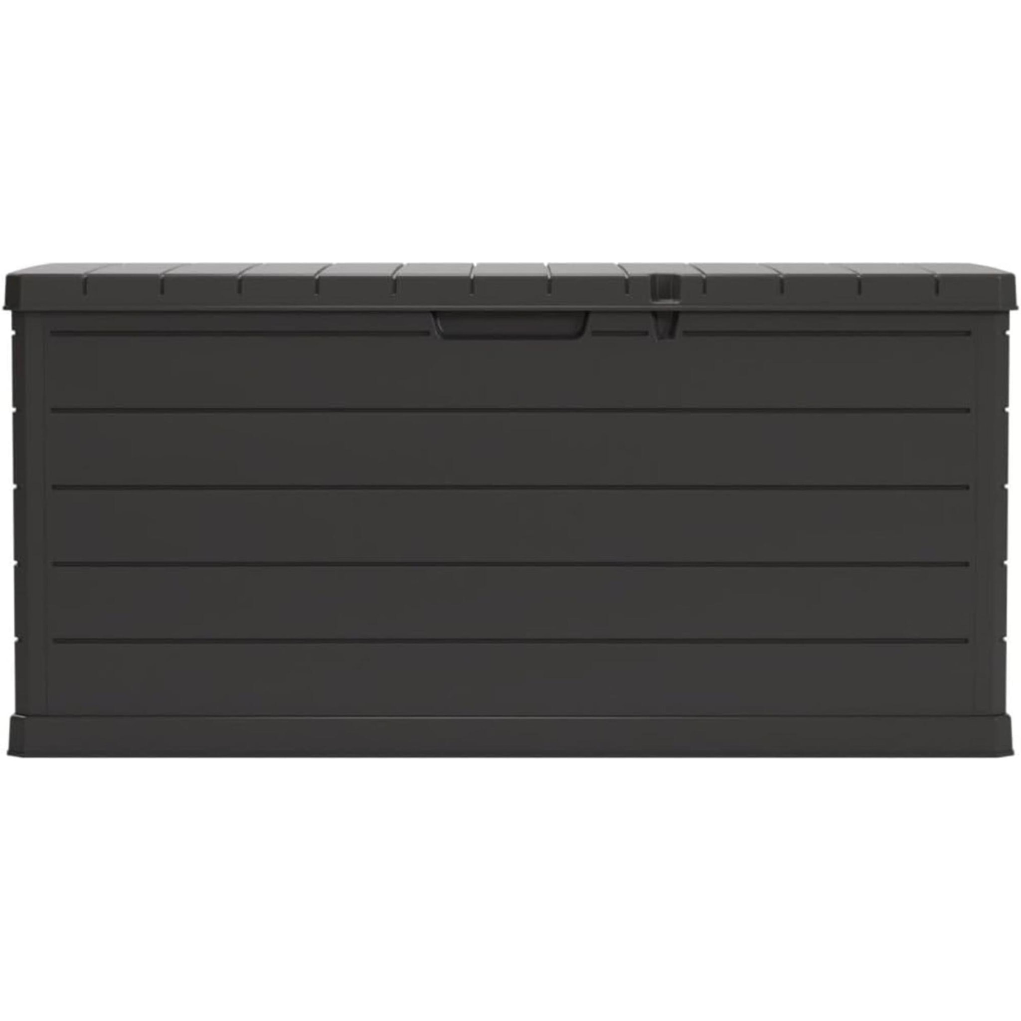 Baúl para exterior de 350L con cerradura, en color Gris oscuro y resistente al agua - 118,5x52x56,8cm